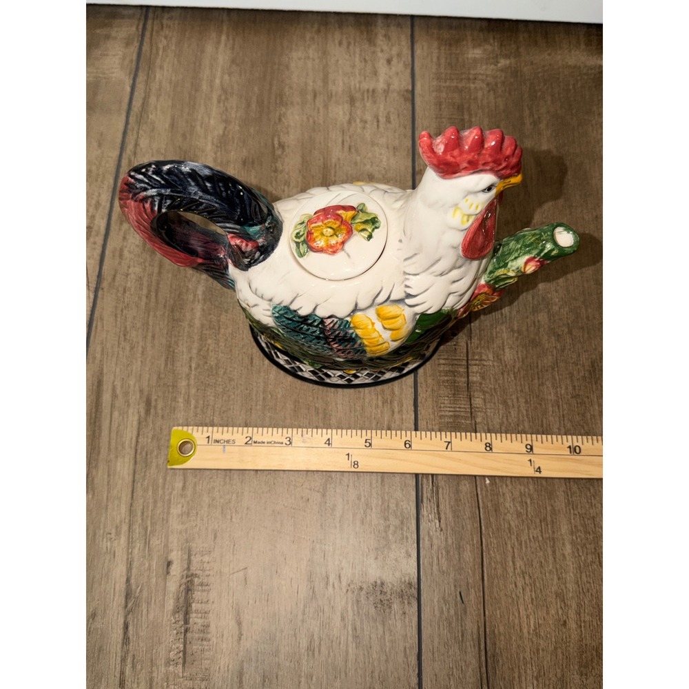 1998 Rooster Chicken‎ Teapot Ceramic Collectible - Picture 6 of 8